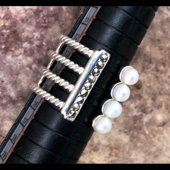 Addison Lane Pearl & Marcasite Ring, Size 7 - Picture 7 of 8